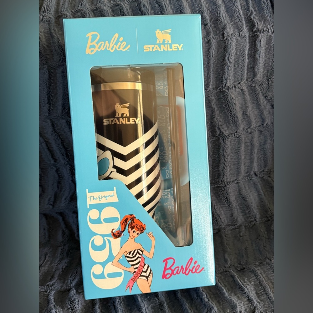 Stanley Black and Silver Striped Travel Tumbler